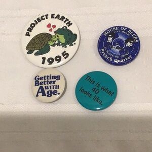 Vintage Button Pin Set of 4